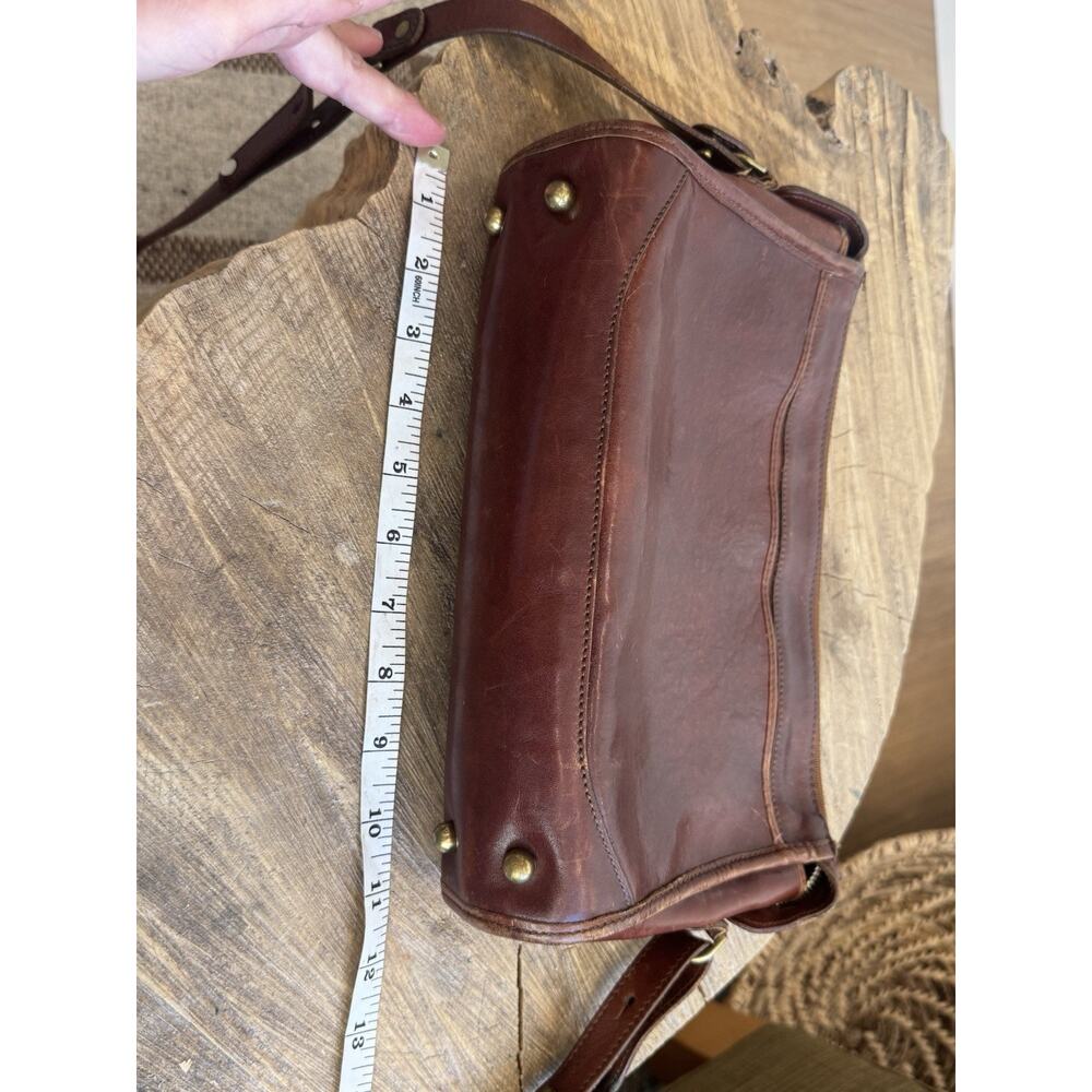 Vintage Brahmin Cognac Brown Leather Crossbody Zip Purse USA Classic Medium - Picture 9 of 15